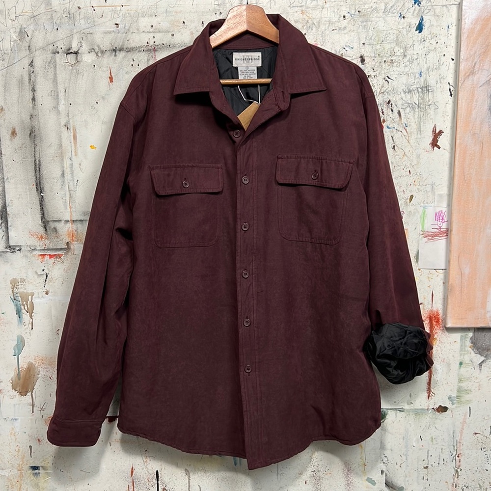 Quilted Maroon Button Down Jacket - image 1